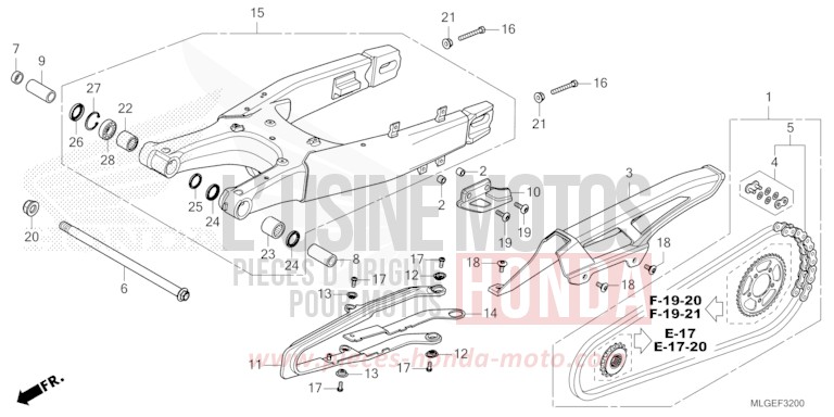 BRAS OSCILLANT de Africa Twin DCT GRAND PRIX RED (R380B) 2023